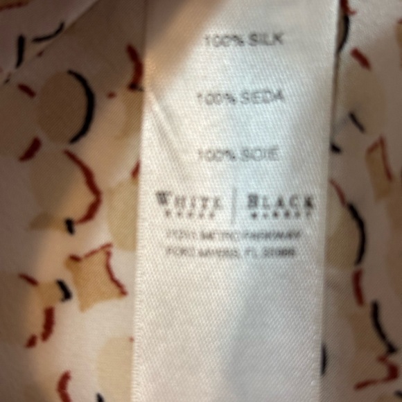 White House Black Market Women’s 100% Silk Blouse Size 6 White/Tan V-Back Office - Picture 7 of 8